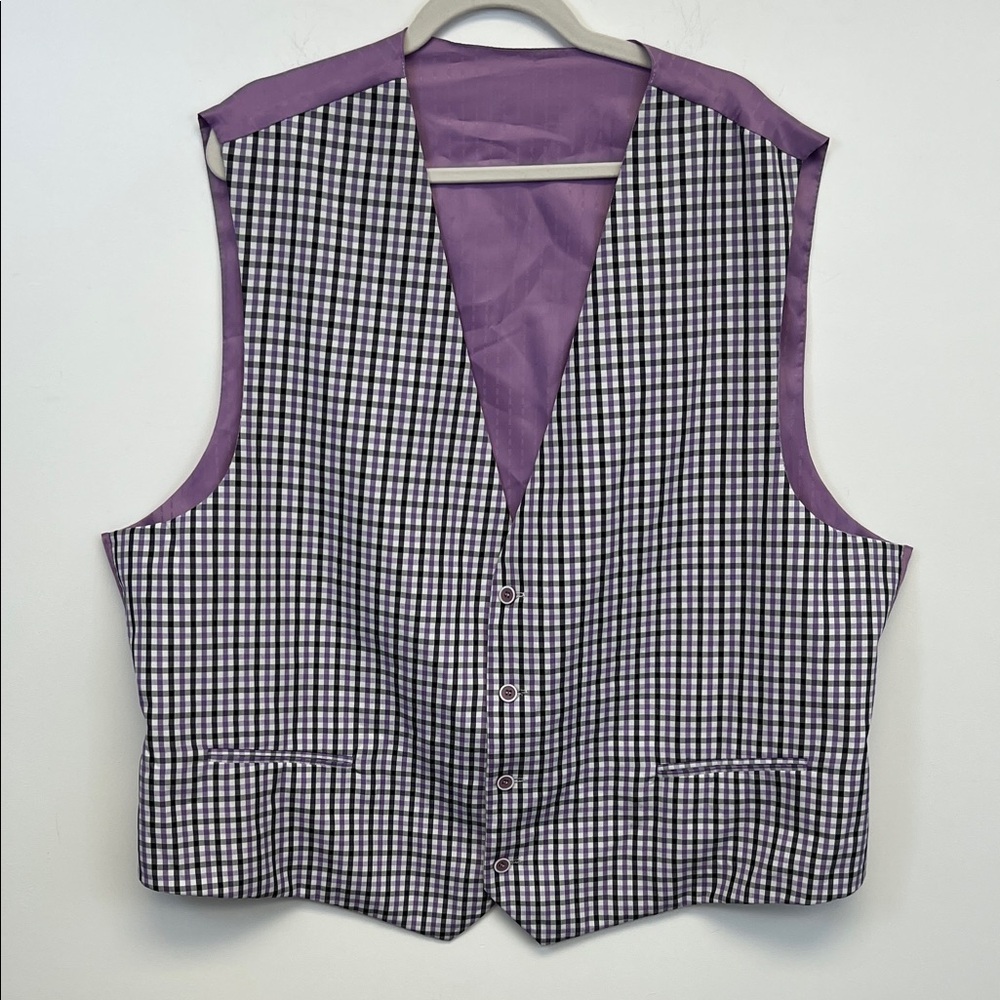 Unbranded Men's Reversable Purple & Grey Checkered Dressy Vest size XL